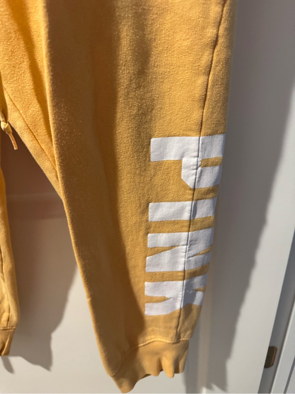 PINK Victoria's Secret Yellow Graphic Joggers